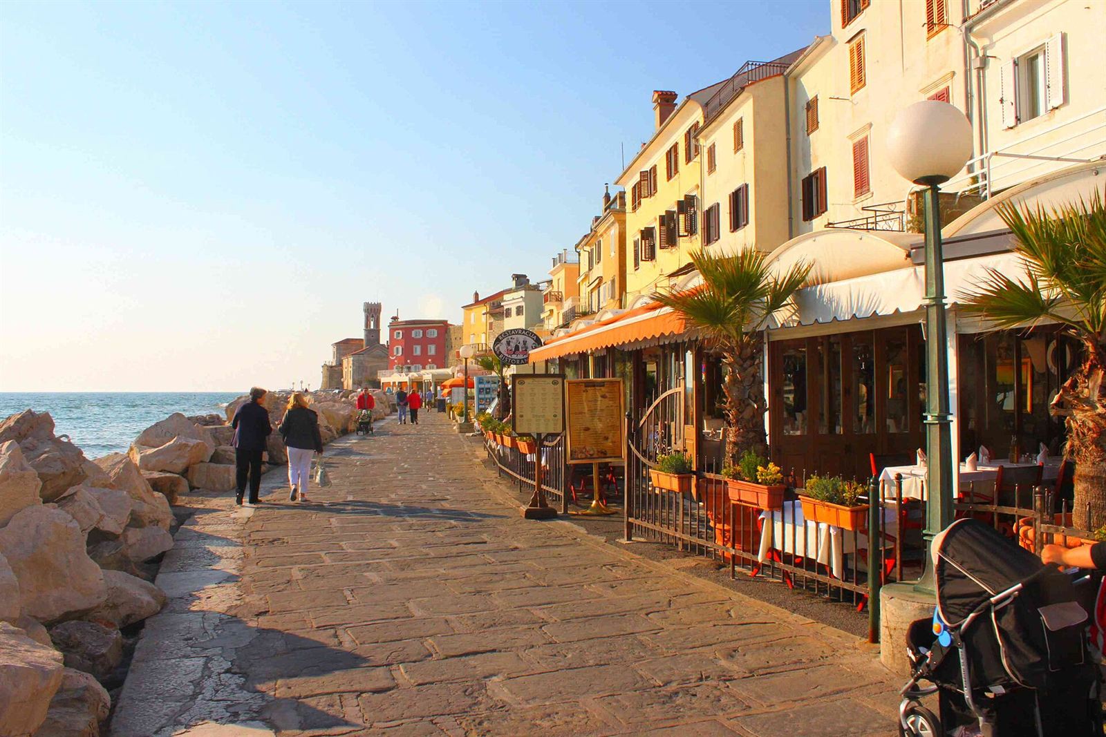 The promenade at sunset